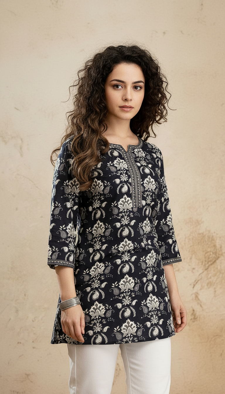 AI garment model visualization matching prompt: A realistic high quality photo of a mode...